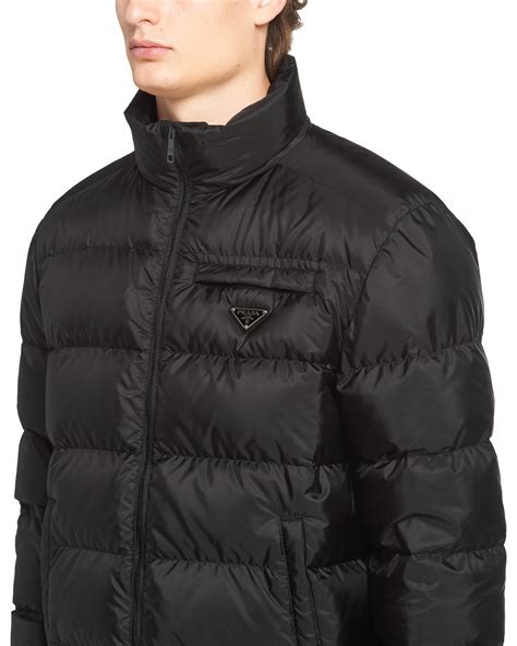 prada 're nylon jacket men's|Prada black cropped puffer jacket.